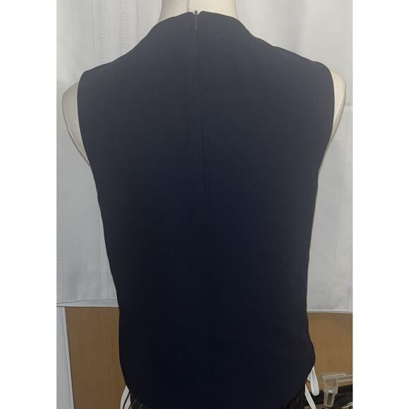 CARMEN MARC VALVO WOMEN'S Dark Blue SLEEVELESS TOP XS Zip Back,Silver Grommets - Picture 16 of 16